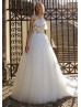 One Shoulder Ivory Floral Tulle Princess Wedding Dress One Shoulder Ivory Floral Tulle Princess Wedding Dress